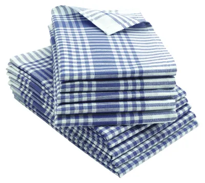 Produktbild von 10er Set Geschirrtücher 100% Baumwolle in 50x70 cm, saugstarke & robuste Küchentücher, blau kariert