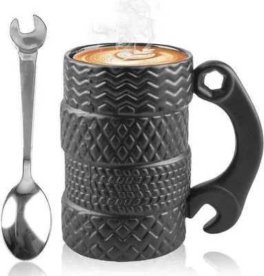 Immagine prodotto di Tazze in Vetroceramica da 500 ml con cucchiaino e manico, grandi, per caffè e tè