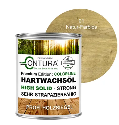 Produktbild von Contura 750ml. FARBIGES Hartwachsöl Colorline Premium Hartwachs - 01 Natur - Farblos