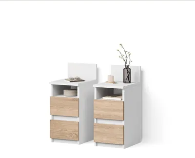 Image de Table de nuit Livinity Roya Blanc/Sonoma Lot de 2, Model 62515