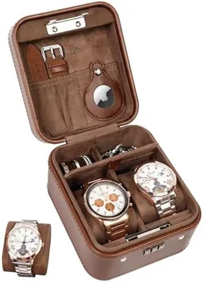 Productafbeelding van PromoHome® Reisetui voor horloges met veiligheidsslot - geschikt voor 2 horloges en sieraden - elegante opbergoplossing