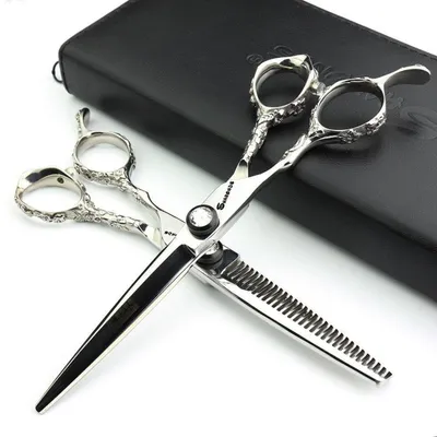 Produktbild von Linkshänder Friseurschere 6 Zoll 2er Set 440C Stahl Barber Schere Haarschnitt