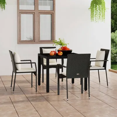 Produktbild von Maison Exclusive - Gartenstühle mit Kissen 4 Stk. Poly Rattan Schwarz