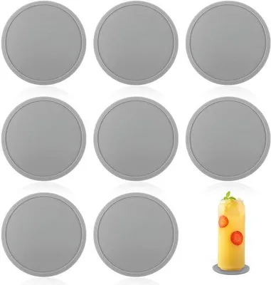 Zdjęcie produktu dla Okrągłe podkładki antypoślizgowe, 10 cm, szare, 8 sztuk, silikonowe