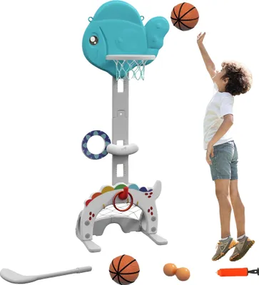 Obrázek produktu pro Basketbalový koš, nastavitelná výška, více sportů, modrý
