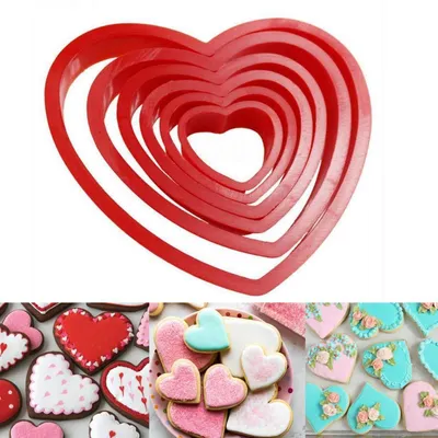 Produktbild von 6 Stück Herz Ausstechformen Kunststoff für Valentinstag, Größe 2.5-8.5cm