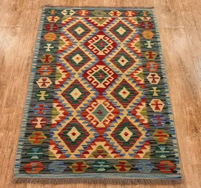 Produktbild von Teppich KELIM ORIGINAL | Farbe: Multi; Größe: 86x128 cm | strapazierfähig und leicht zu reinigen | Wohnzimmer | Schlafzimmer