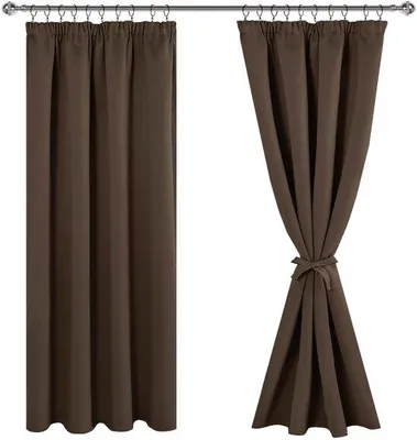 Immagine prodotto di Tende oscuranti Unyqoos® con passanti, 100% poliestere, 140 x 175 cm, set da 2, colore marrone – ideali per camera da letto e soggiorno