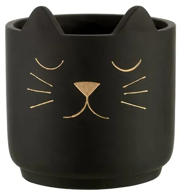Produktbild von Blumentopf Katze - Keramik - Schwarz/Gold - Large