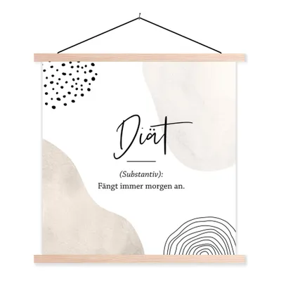 Produktbild von MuchoWow® Textilposter Diät - Sprichwörter - Definition von Diät - Zitate - Wörterbuch 40x40 cm mit holzfarbenen Rahmen - Posterleiste