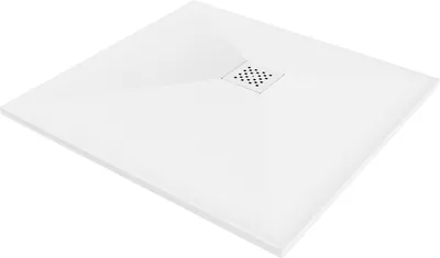 Produktbild von Mexen Stone+ quadratische Verbundduschtasse 80 x 80 cm, weiß, weiße Abdeckung - 44108080-W