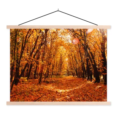 Produktbild von MuchoWow® Textilposter Herbst - Wald - Laub - Jahreszeiten 60x45 cm mit holzfarbenen Rahmen - Bild