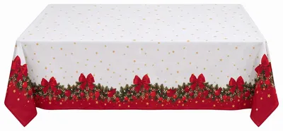 Produktbild von Weihnachtstischdecke mit Girlanden-Druck, aus Baumwolle, 140 x 240 cm