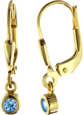 trendor 51097 Damen Ohrringe Gold 333 / 8 K Ohrhänger mit Blauem Zirkonia 1