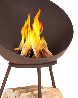 Produktbild von Blumfeldt Feuerschale mit Grillrost, Outdoor Stahl-Feuerschale Groß für Balkon & Camping, Mobile Feuerschale 70 cm, Feuerschalen mit Standfuß, Wetterfeste Feuerschale, Rechteckige Feuerstelle