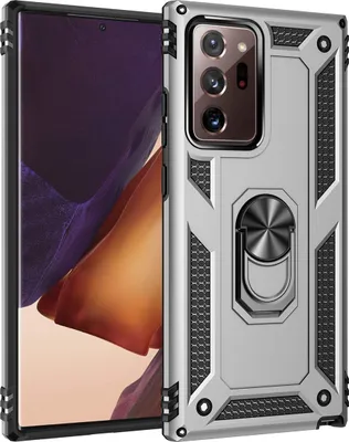 Image de Étui de protection pour Samsung Note 20 Ultra, étui robuste à deux couches testé militairement avec protection contre les chutes et support d'anneau pour Samsung Galaxy Note 20 Ultra Argent