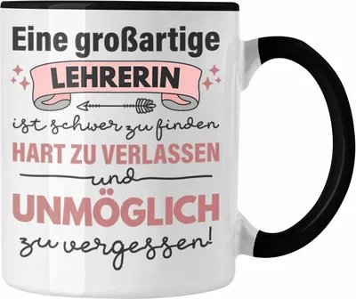 Produktbild von Trendation - Lehrerin Geschenk Tasse Geschenkidee Lustig Danke Sprüche Dankeschön Grundschule (Schwarz)