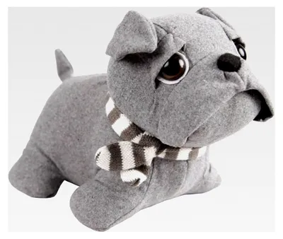 Produktbild von Türstopper (Silber) Mops/Bulldogge 25x20cm, Plüschdeko schwer (1000g) für innen, Fensterfeststeller, Deko für das Kinderzimmer