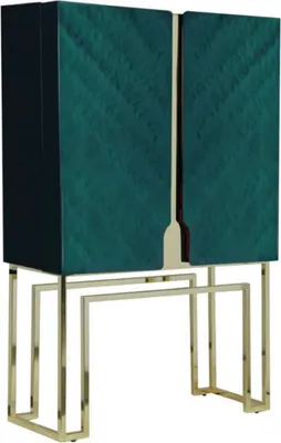 Produktbild von Casa Padrino Luxus Barschrank Grün / Gold / Rot 110 x 44 x H. 167 cm - Weinschrank mit 2 Türen - Wohnzimmer Möbel - Bar Möbel - Hotel Möbel - Luxus Kollektion
