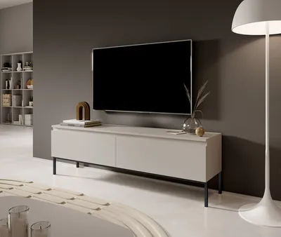 Produktbild von Televizní skříňka Selsey Bemmi - Nízká skříňka, béžová s černými nohami, 150 cm