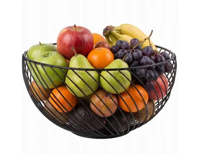 Produktbild von Metall Obstkorb Schwarz Matt Ø 25 cm | Moderner Dekokorb & Geometrische Obstschale