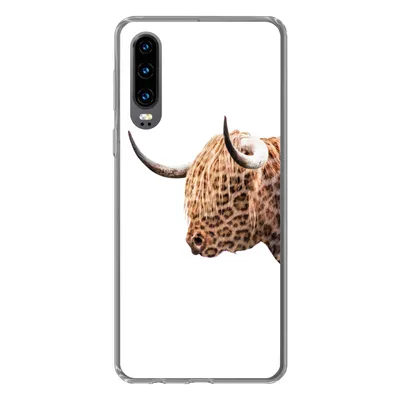 Produktbild von MuchoWow® Handyhülle Schutzhülle Hülle für Huawei P30 Schottischer Highlander - Panther - Weiß Silikon Softcase Handy Hülle - Kartenbesitzer