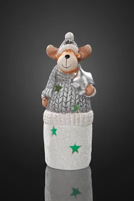 Produktbild von LED Figur Keramik Leuchte RGB Rentier Stern Weihnachten Deko  Batterie Licht