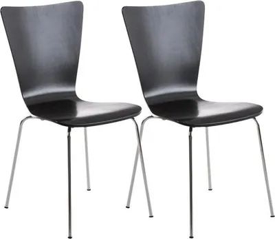 Produktbild von 2-teiliges Besucherstuhl-Set - Ergonomische Stapelplätze - Bequemes Sitzgefühl | Farbe: Schwarz