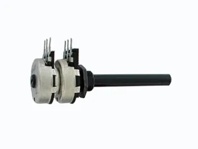 Produktbild von Potentiometer 4K7 Stereo logarithmisch ohne Schalter 20mm Durchmesser 6mm Achse