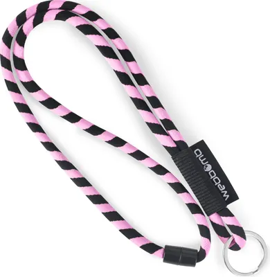 Produktbild von WEBBOMB® Tubular Lanyard Rosa / Schwarz rund weich mit Schlüsselring security Umhängeband lang Pink Schlüsselanhänger Keychain für Ausweise Schlüssel