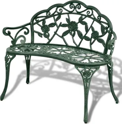 Image de The Living Store Banc de jardin 100 cm Fonte d'aluminium Vert