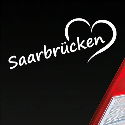 Produktbild von Auto Aufkleber Saarbrücken Herz Stadt City Liebe Love 20x8 cm Weiss Matt Sticker Heckscheibenaufkleber