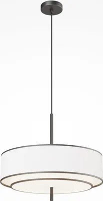 Produktbild von Pendelleuchte Stoff Metall E27 Ø 50 cm rund H: max. 346 cm Schwarz Weiß Modern Hängeleuchte