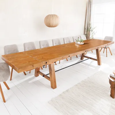 Produktbild von riess-ambiente Massiver Esstisch FINCA 300-400cm vintage braun verlängerbar recyceltes Pinienholz Esszimmertisch Tisch Konferenztisch