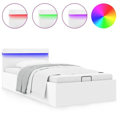 Obrázek produktu pro vidaXL Postel s podnožkou Hydraulic LED White Imitace kůže 100x200 cm