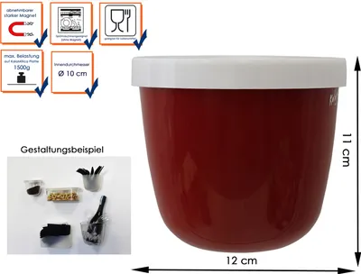 Produktbild von Kunststofftopf Kugel m. Magnet Ø 10cm Rot, Wand Aufbewahrung Deko, KalaMitica