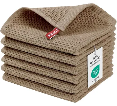 Productafbeelding van Keukenhanddoeken, katoen, 6 stuks, 30 x 30 cm, bruin