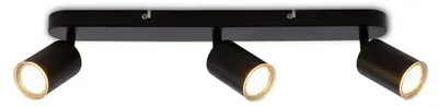 Produktbild von Briloner Deckenlampe IP44 Spritzwasserschutz 47,5x8,5 cm GU10 Fassung max. 9W 3-flammig Schwarz - Deckenstrahler Badezimmer Flur Wohnzimmer