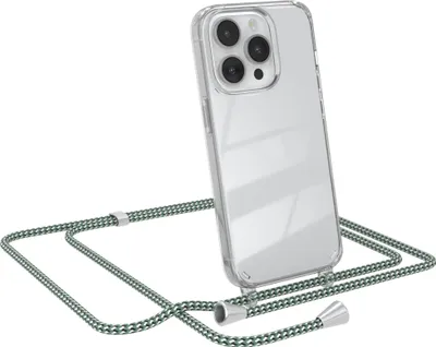 Produktbild von EAZY CASE Handykette kompatibel mit Apple iPhone 14 Pro, Handyhülle mit Umhängeband, Handykordel, Schutzhülle Clear, Band in Grün