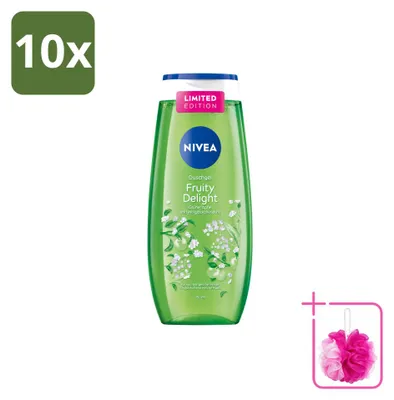 Zdjęcie produktu dla 10 sztuk żelu pod prysznic Nivea Fruity Delight, pojemność 250 ml, zestaw ekonomiczny