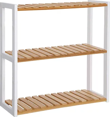Produktbild von SONGMICS Badregal Badezimmerregal, mit 3 verstellbaren Ablagen, Wandmontage