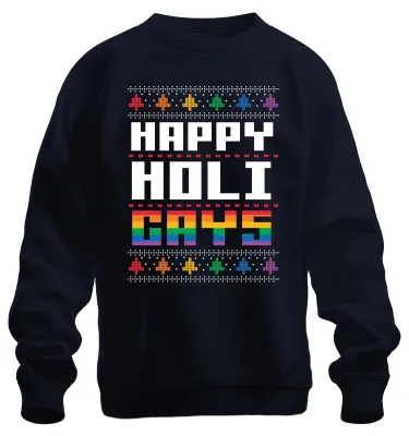 Immagine prodotto di Happy Holi Gays LGBTQ X-Mas - Regalo di Natale Maglione di Natale Unisex, Navy, M