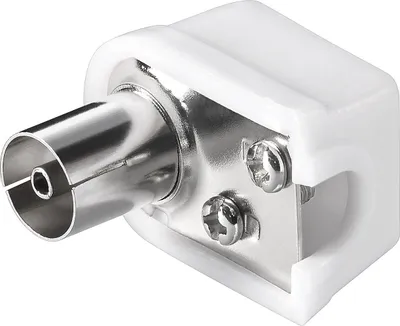 Produktbild von Koax-Winkelkupplung mit Schraubbefestigung, slim Adapter-Buchse aus Kunststoff