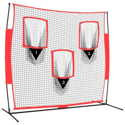 Immagine prodotto di Rete Baseball Portatile Nera e Rossa 183x105x183 cm Poliestere