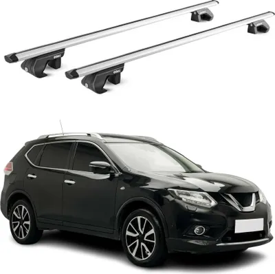 Image de Barres de toit Barres de base pour Nissan X-Trail T32 2014-2021 90 kg Aluminium argenté 2 pièces ABE