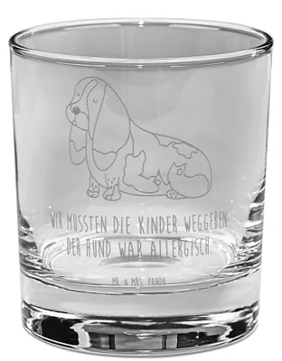Produktbild von Mr. & Mrs. Panda Whiskyglas Hund Basset Hound - Transparent - Geschenk, Tumbler, Rocks Glas, Haustier, Süß, Gravur, Whisky, Lustig