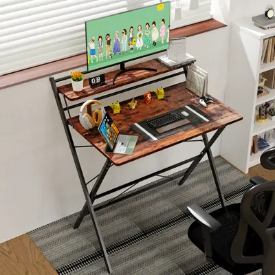 Produktbild von Schreibtisch klappbar Computertisch Arbeitstisch für Home-Office Snack Klapptisch Beistelltisch 80X50X107cm Braun