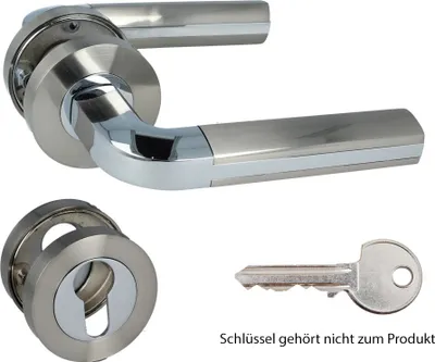 Produktbild von Türdrücker Rosettengarnitur BiColor Modell Data Türbeschlag Türklinke Zamak Profilzylinder
