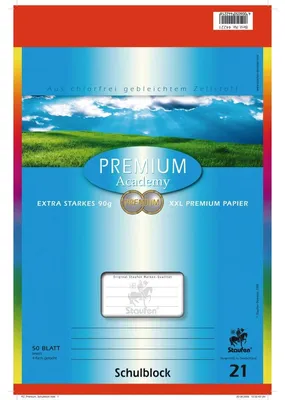 Produktbild von Staufen® 734044221 Schulblock PREMIUM LIN 21 - A4, 50 Blatt, 90 g/qm, liniert