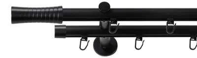 Produktbild von SN Deco Gardinenstange Innenlauf Nancy, 19 mm, 2-läufig, Stahl, Komplett-Set mit Ringen, Profilträger, 360 cm, schwarz